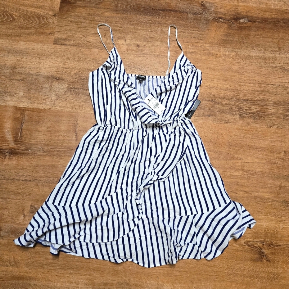 New With Tags! Express Striped Mini Dress in Blue and White